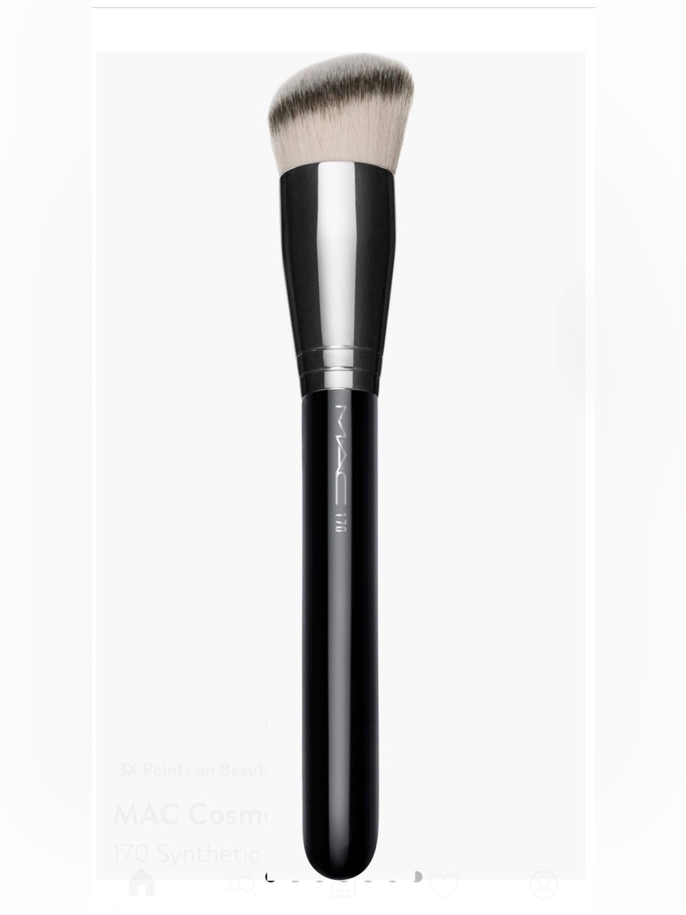 MAC 170 Rounded Slant Brush Foundation or Primer Black & Silver